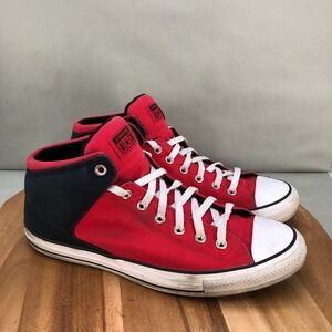 Converse All Star Street High Red Black Canvas Sneakers Skate Shoes Mens Size 13